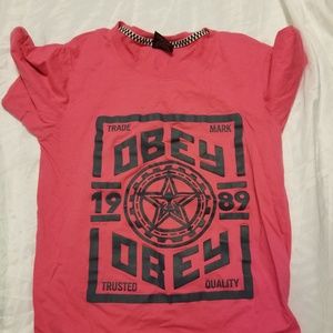 Pink T-Shirt w/OBEY